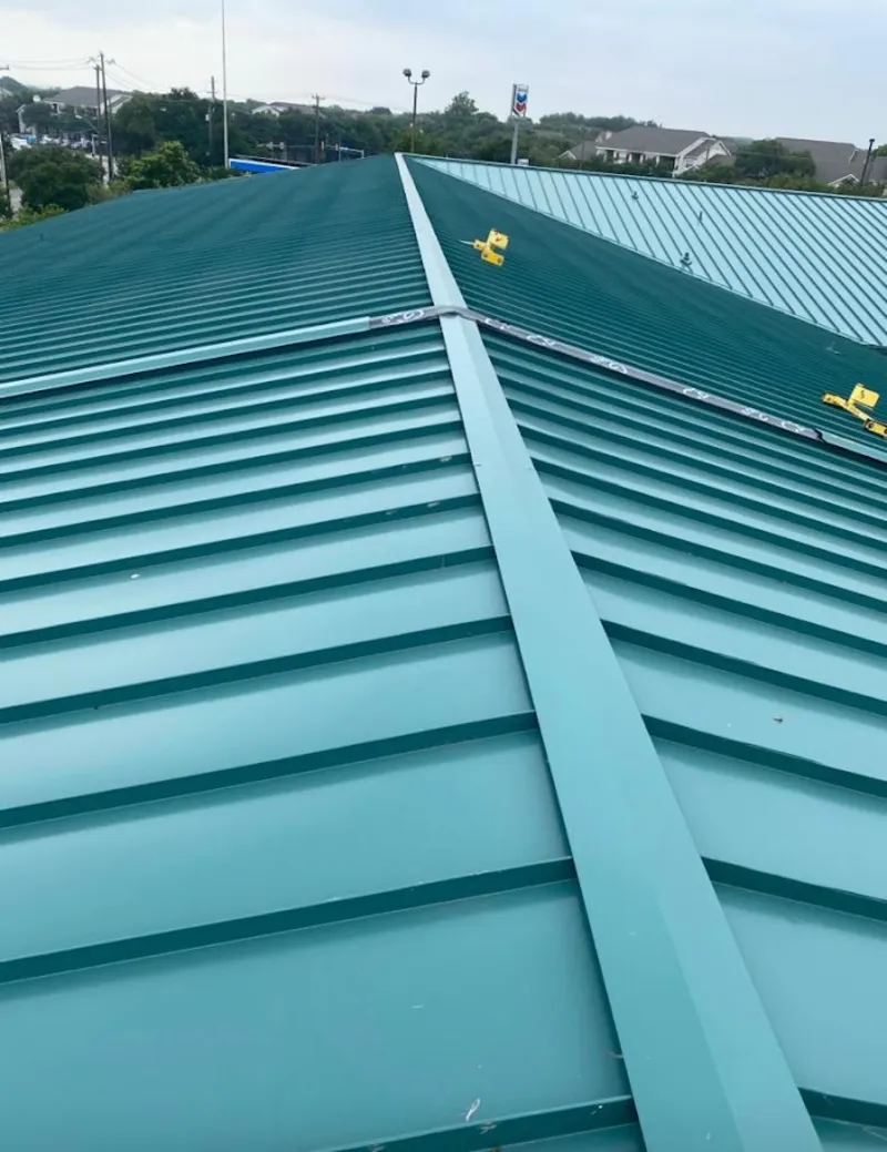 Green commercial metal roof ridge and valley for Metal Roof Repair in Kinnelon